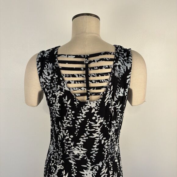 VTG 90's Button Front Floral Rayon Sleeveless Cut Out Back Dress Size 12 MSK - Picture 4 of 9